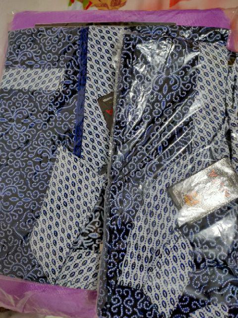Kemeja Batik Pria/hem Batik Pria/baju Batik Modern Pria Ii Motif Mocca Biru Ii Pbi