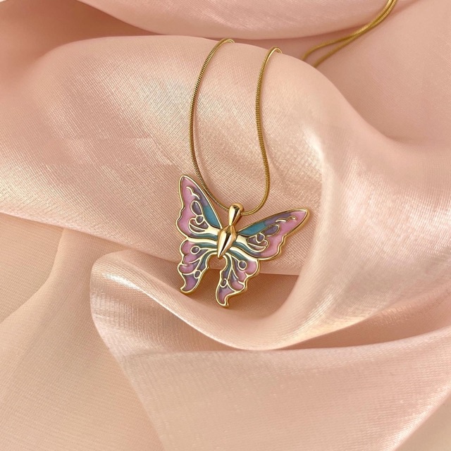 Kalung Rantai Butterfly Aksen Mutiara Untuk Aksesoris Boneka Barbie