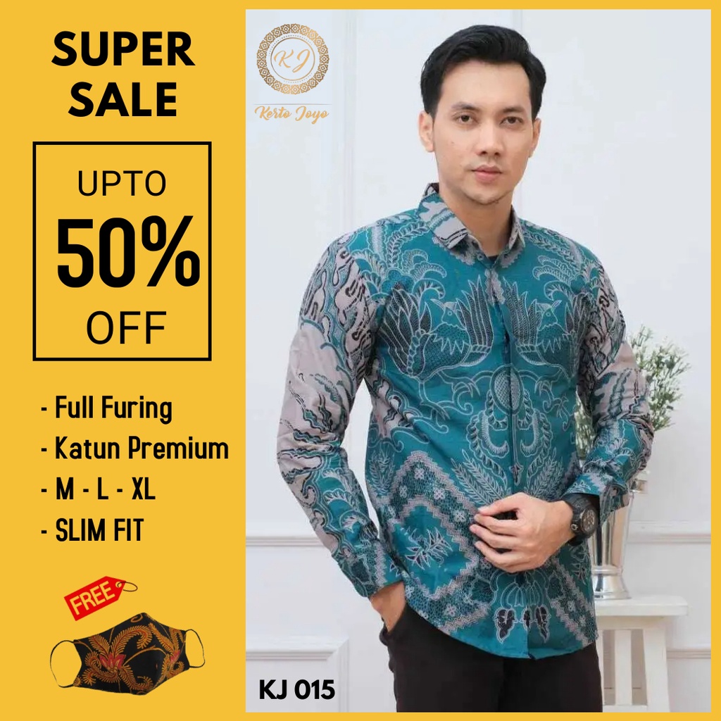 Batik Pria Lengan Panjang Slim fit Slimfit Modern Premium Furing Bahan Katun Batik Cowok Alisan Prab