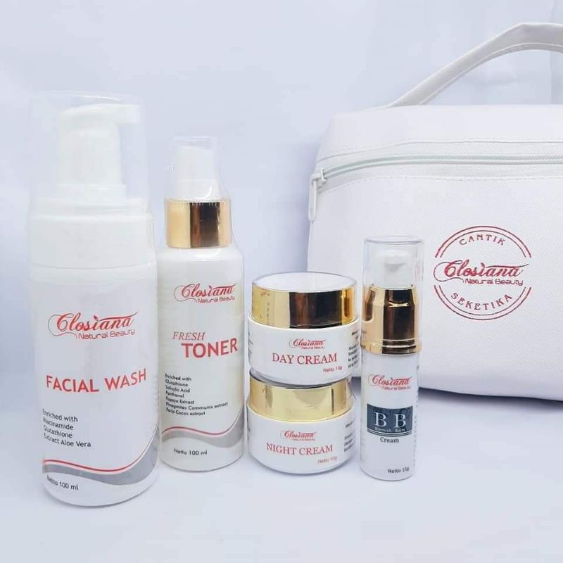 closiana Natural beauty whitening paket skincare isi 6pcs produk ORI