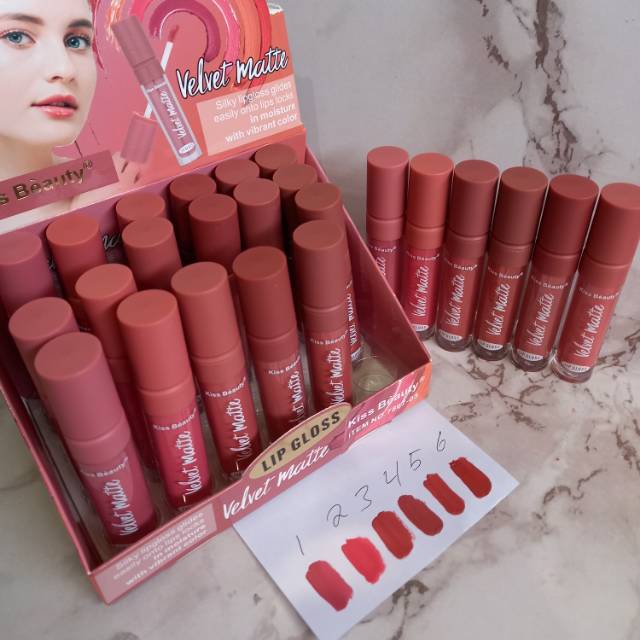 PROMO H/BOX LIP GLOSS VELVET MATE KISS BEAUTY WARNA NUDE | CHOCOLATE MATTE