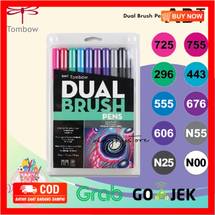 

(BISA COD) Dual Brush Pen Tombow Galaxy Pallete isi 10pc