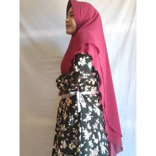 Khimar Ceruty Babydoll 2 Layer Kualitas Premium Import Syari Syar'i Dusty Tua