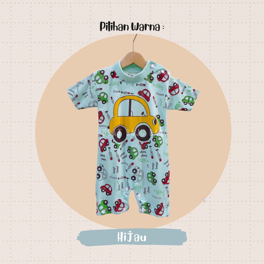 Romper Bayi 0 - 6 Bulan merk PIP MIM BABY WEAR motif BEEP BEEP MOBIL