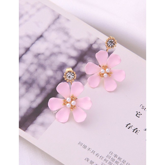 LRC Anting Tusuk Fashion Flower Earrings Flower Drip With Diamond Stud Earrings D09029