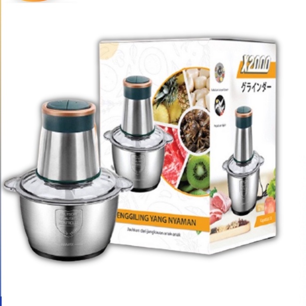 [Original X2000] Penggiling daging x2000 serbaguna, Sepenuhnya otomatis Meat Grinder chopper 2L blen