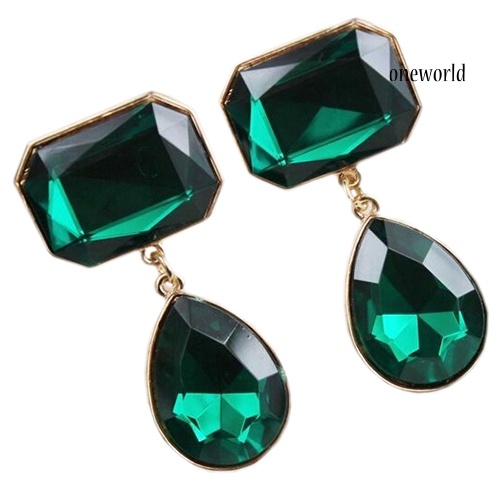 OW@ Luxury Women's Teardrop Acrylic Gemstone Ear Stud Statement Earring Jewelry