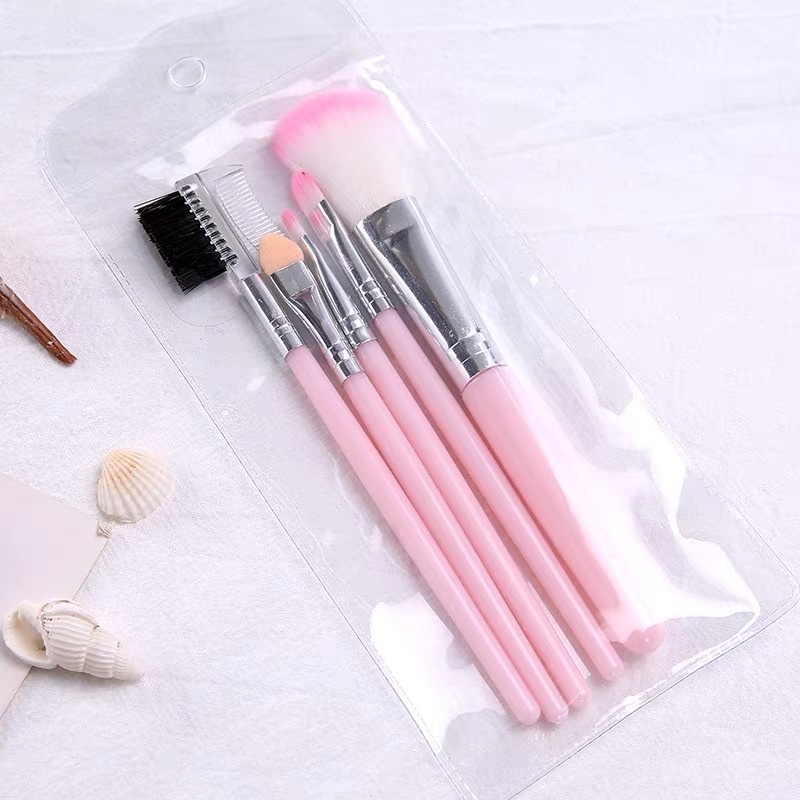 KUAS MAKEUP 5Pcs / SET BARU UNTUK PEMULA / POUCH KUAS SET MAKE UP