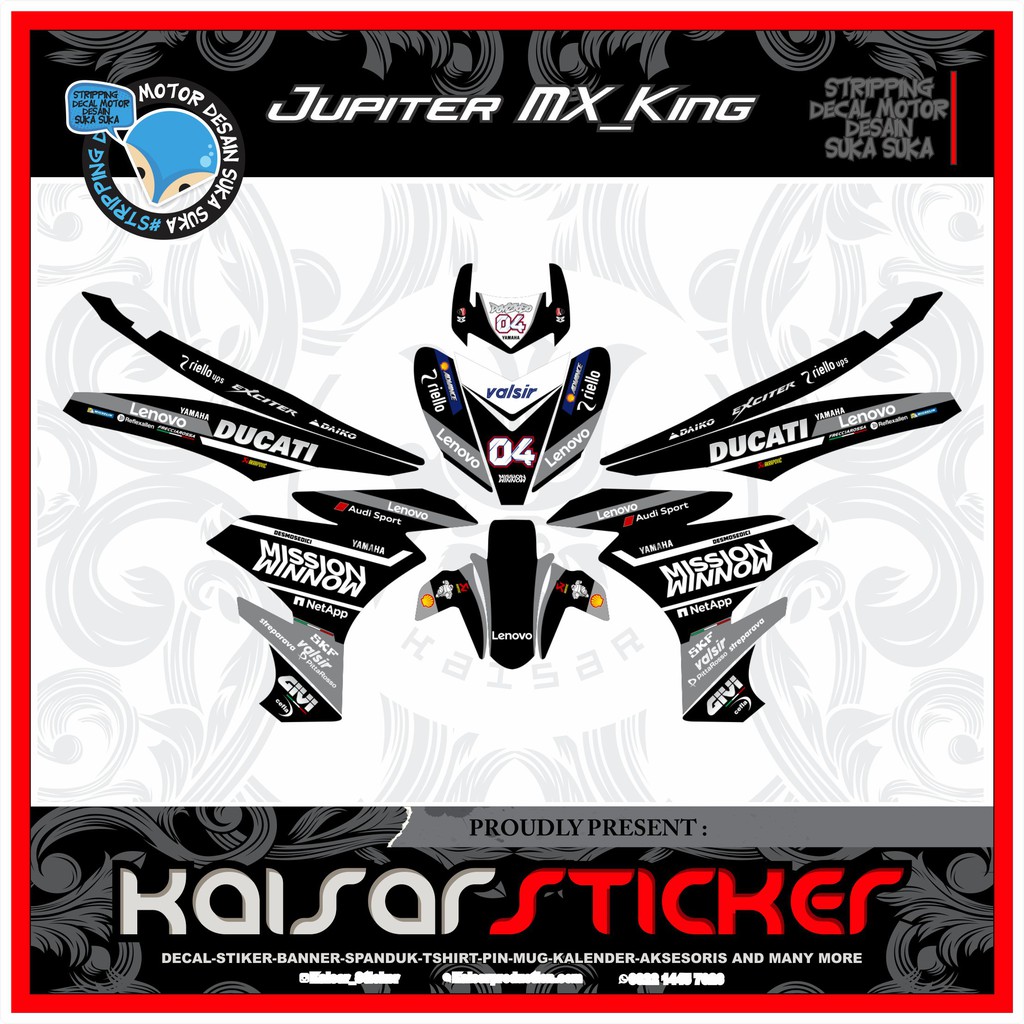 Decal Sticker Motor full body Stiker Yamaha Mx King 150 DUCATI HITAM 1