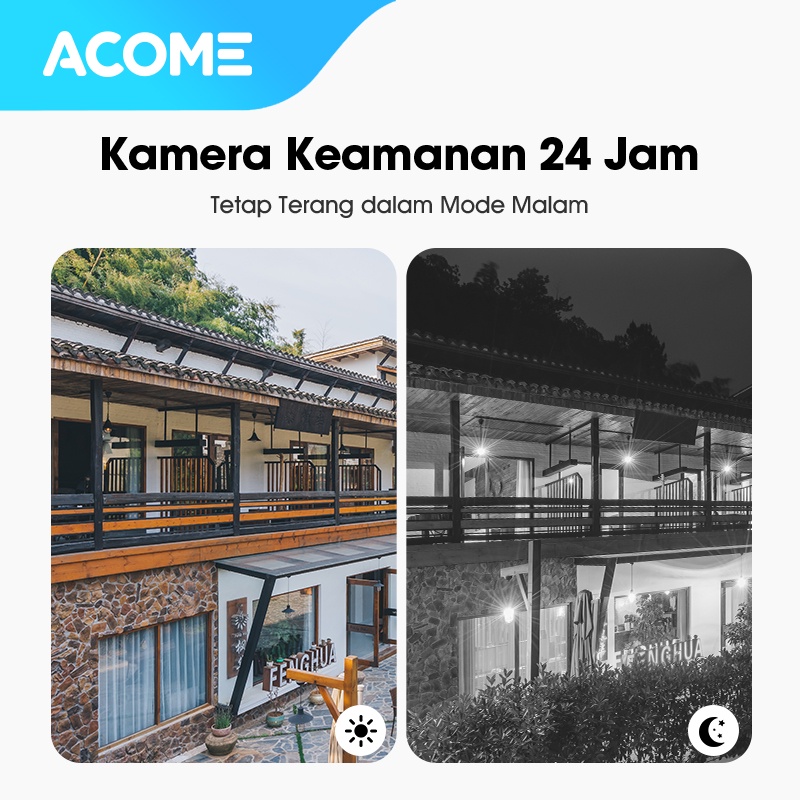 ACOME WiFi Tahan air PTZ Camera CCTV FULL HD 1296P 3MP Kamera No Blind Spot 2 Arah Luar Ruangan APC02