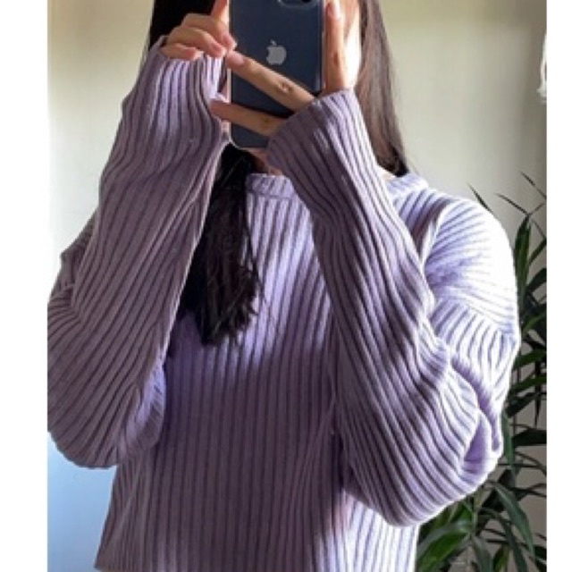 CROP SWEATER LILAC - LOOSE CROP SWEATER - LOOSE CROP KNITT - PREMIUM KNITT SWEATER