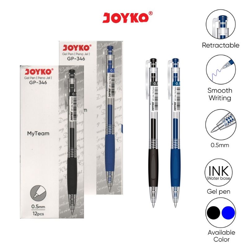 

1 LSN / 12 PCS Gel Pen JOYKO GP-346 Pulpen Pena My Team 0.5 mm