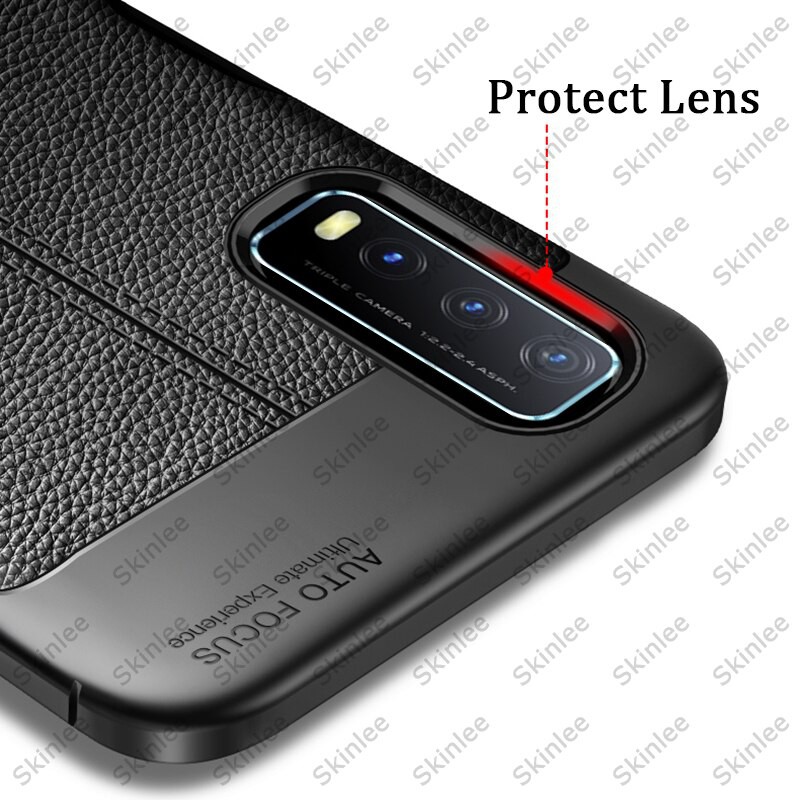 PROMO Case VIVO Y12S Softcase Auto Focus Leather Premium Casing + Tempered Glass Anti Gores Full