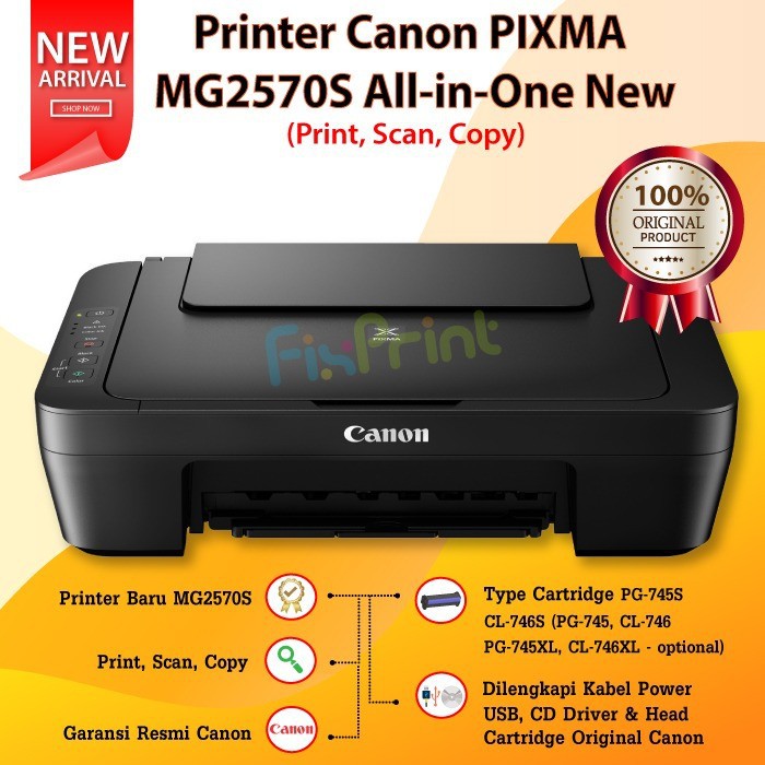 Printer Canon PIXMA MG2570S MG2577S E410 All In One New Garansi Resmi Print Scan Copy multifungsi