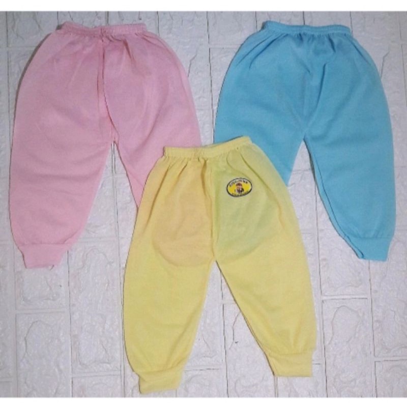 1 LUSIN / 6 PCS CELANA PANJANG BAYI BUKA / TUTUP - WARNA POLOS