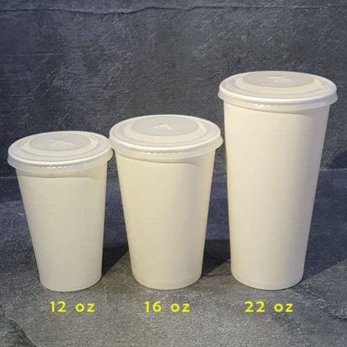 Paper Cup Putih Polos - 22 oz 50 pc Kopi Minuman Dingin plus TUTUP