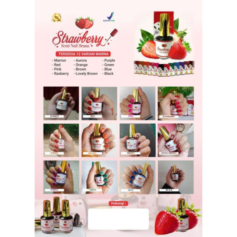 Strawberry Nail Henna 15ml / Kutek halal / sah dipakai shalat