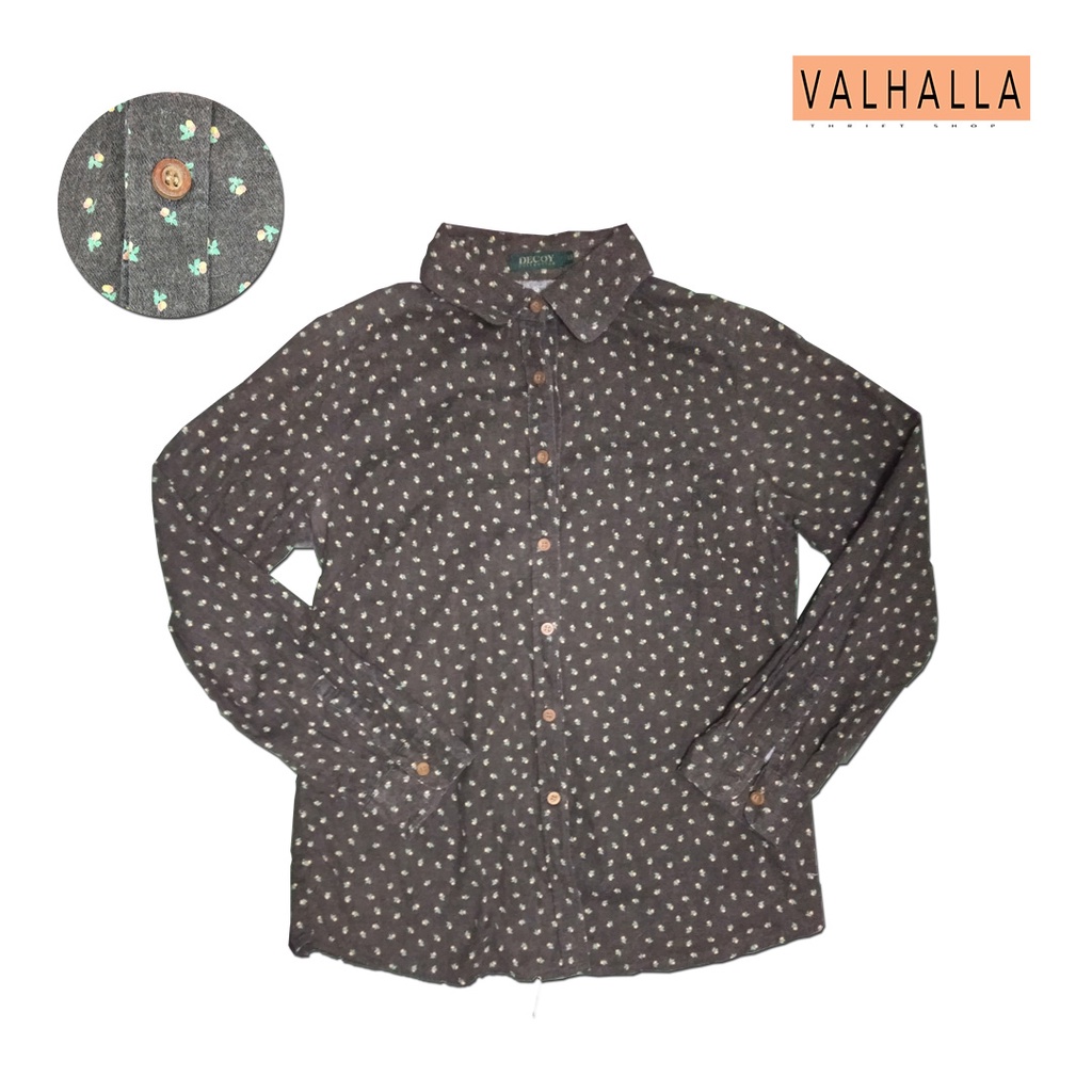 KEMEJA MOTIF BUNGA COKLAT SECOND