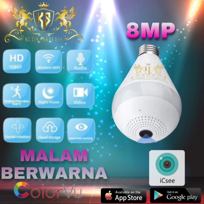 PROMO IP BOHLAM KAMERA 8MP ICSEE CCTV WIRELESS PANORAMA FISHEYE 360 derajat APP ICSEE