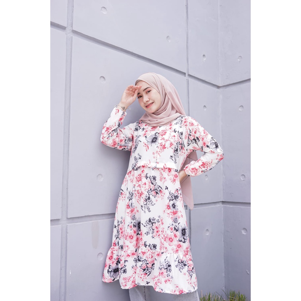 Tunik Louis 3XL jumbo ld 125cm atasan bigsize busui friendly terbaru midi dress Jumbo oversized keki