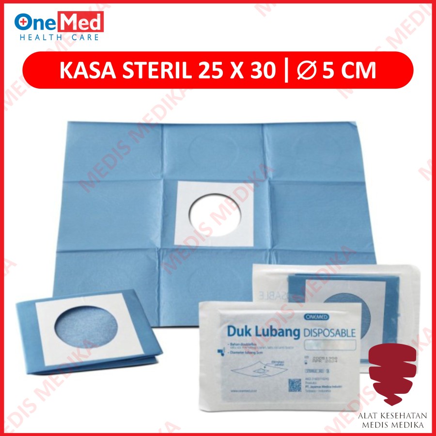 Duk Sterile 25X30 50X50  D5 90X90 D7 100X100 D8 Onemed Lubang 5cm 7cm 8cm p3k Bolong Steril Disposable Kain Operasi  25 x 30 cm  50 x 50 cm 90 x 90 cm 100 x 100 cm