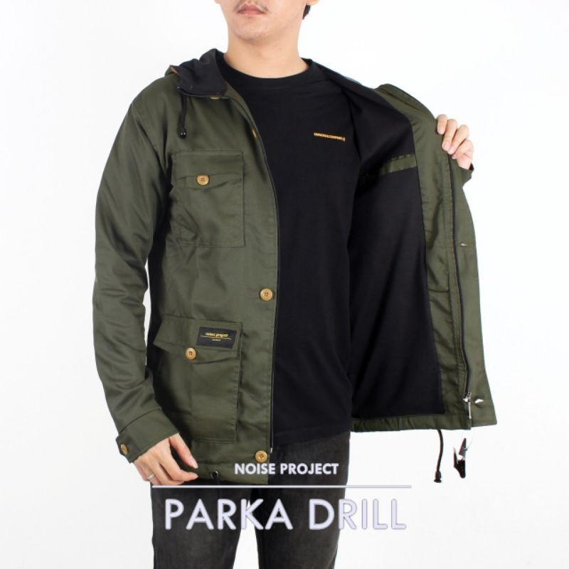 WOLV ORIGINAL JAKET PARKA DRILL Jaket pria jaket outdoor warna hijau seri art PD03