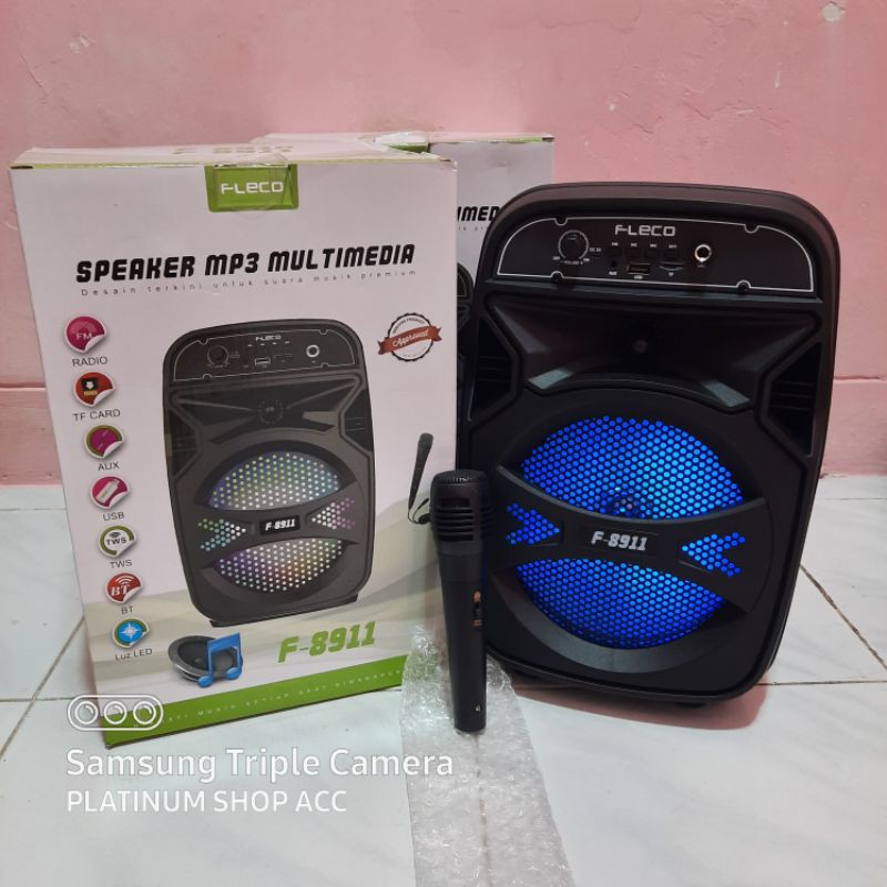 Speaker Bluetooth Fleco F9810/F8911 Free mic Karaoke/Subwoofer 8Inch Salon Aktif Wireless Multimedia