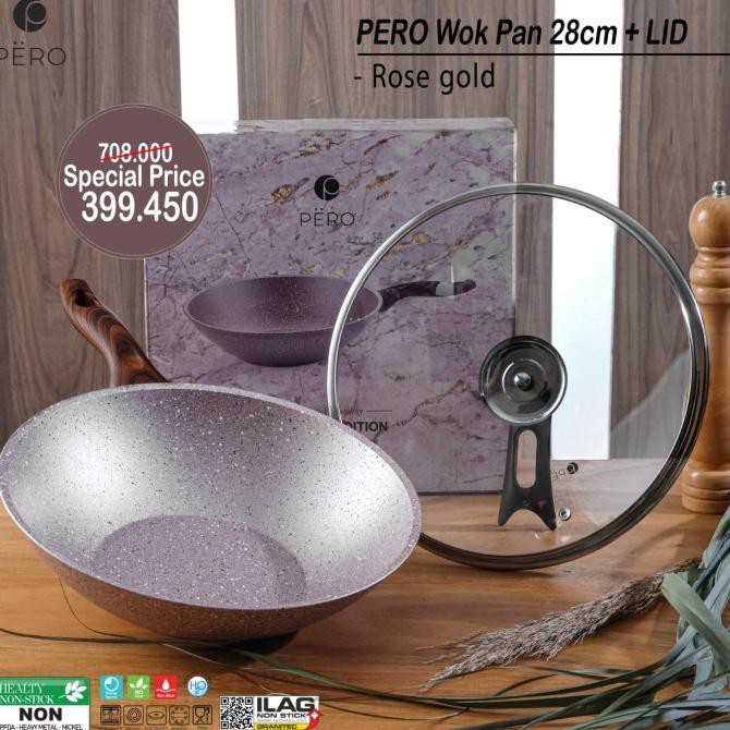 PERO WOK PAN 28CM + LID - ROSEGOLD