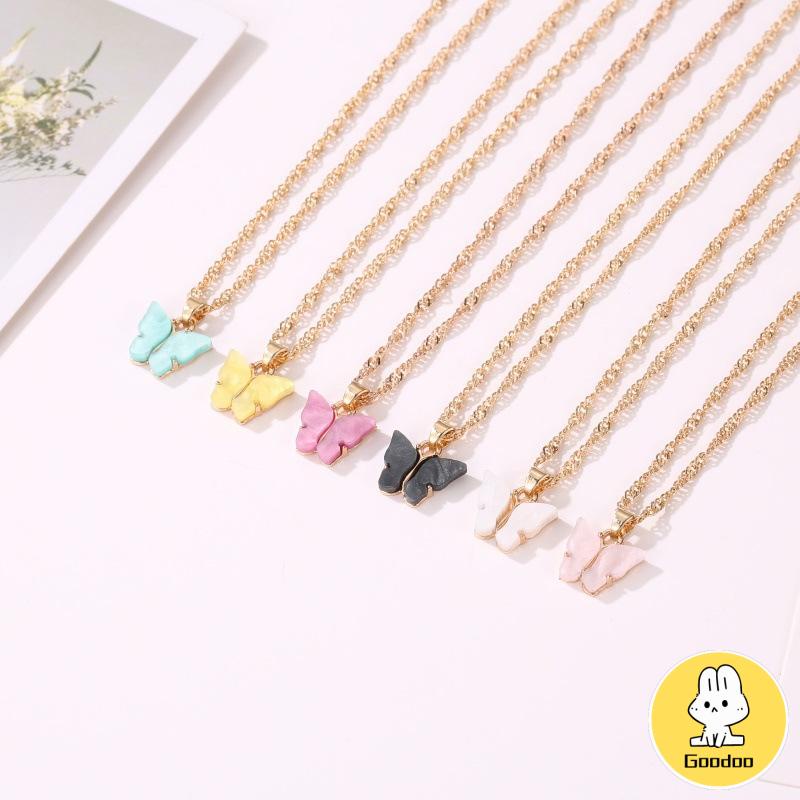 Korean Fashion Kalung Kupu-kupu Kalung Rantai Wanita Aesthetic Butterfly Necklace Anting -Doo