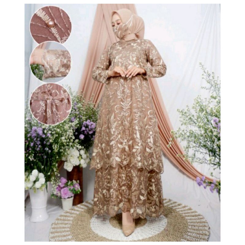 Gamis Mekar Busui / Gamis Tile Mutiara / Gamis Busui / Gamis Tile Mutiara Premium / Gamis Pesta
