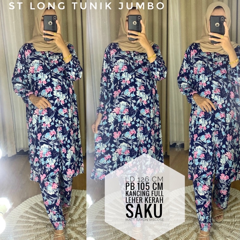 ONE SET TUNIK LONG JUMBO / SET BUSUI JUMBO/ SET VISCOSE