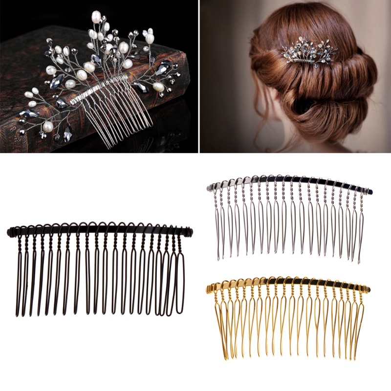 Siy Sisir Sirkam 20 Gigi Kosong Bahan Metal Untuk Aksesoris Rambut Pengantin Wanita Diy