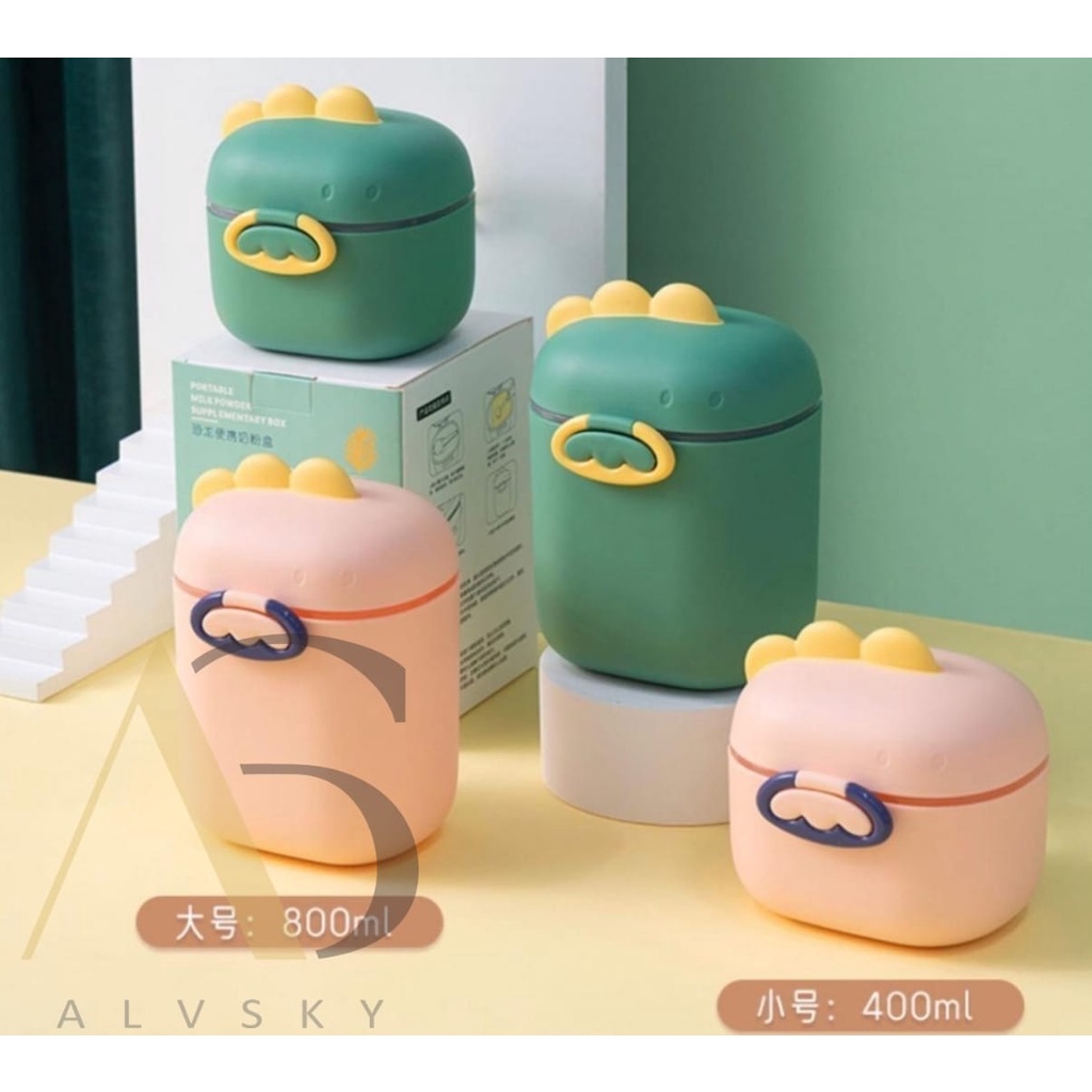 TEMPAT SUSU BUBUK BAYI KOTAK SUSU MOTIF DINO 800 ML / TEMPAT SNACK MAKANAN BAYI / TEMPAT PENYIMPANAN SUSU DAN MAKANAN ANAK BAYI