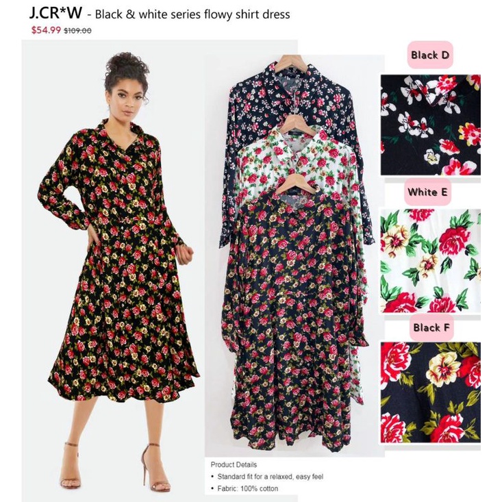 Jcr*w flora series longsleveed shirt dress