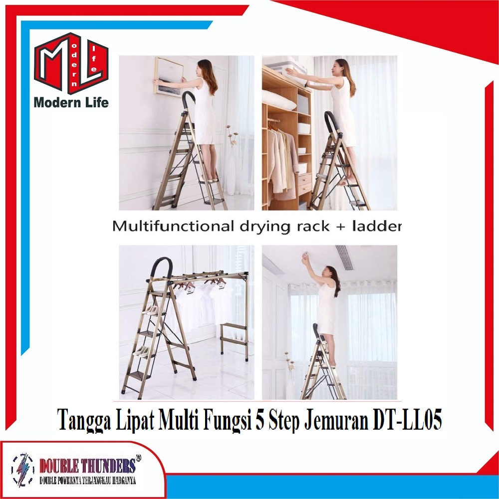 Tangga Lipat 5 Step 110cm Portable Serba Guna DT-LL05 2in1