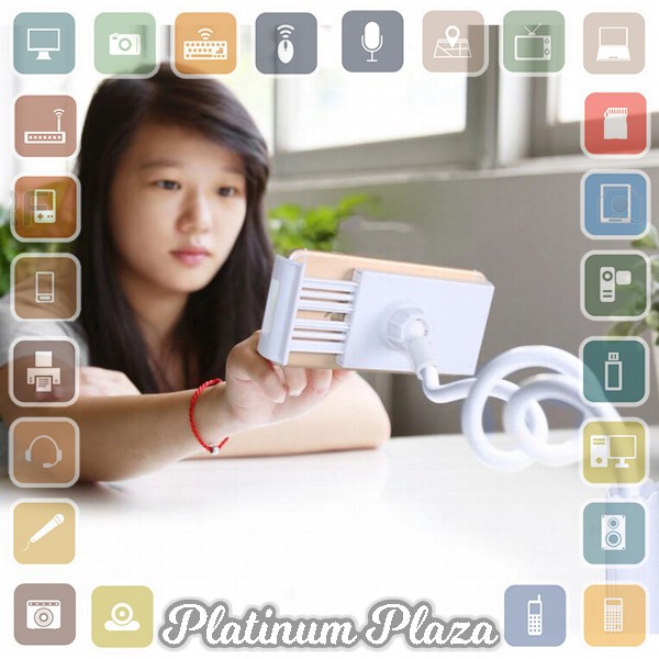 Lazypod Arm Universal Tablet PC Holder dengan Klip 360 Derajat - White`7FCE38-