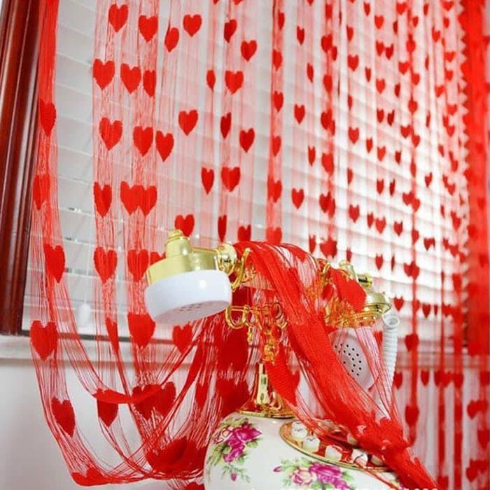 Heart Line Window Curtain 200X100cm