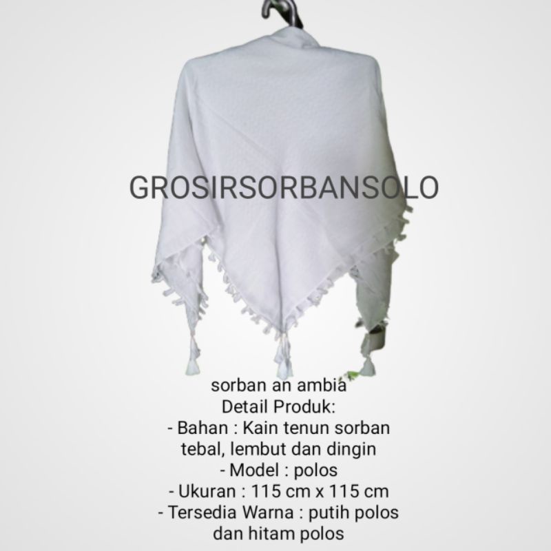 Sorban arafat warna putih dan hitam polos