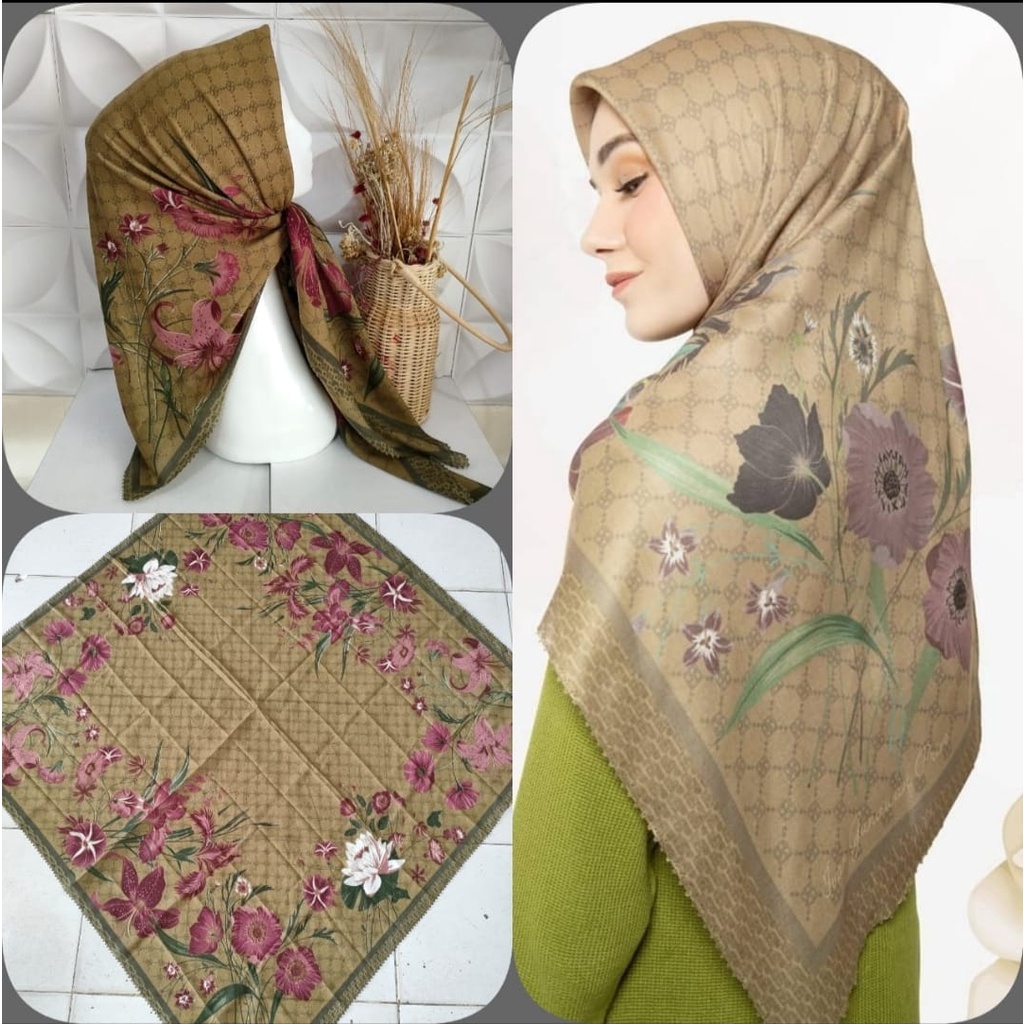 BESTSELLER Hijab Segiempat Voal Motif Printing Lasercut Kerudung Motif Square Grosir Jilbab Murah NN hijab-M368