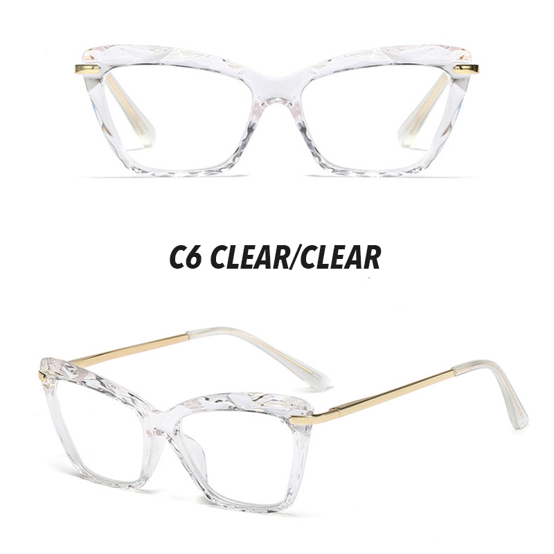 (YUZHU) Bayar di Tempat INS Fashion Retro Mata Kucing Wanita Kacamata Anti Blue Eyeglasses