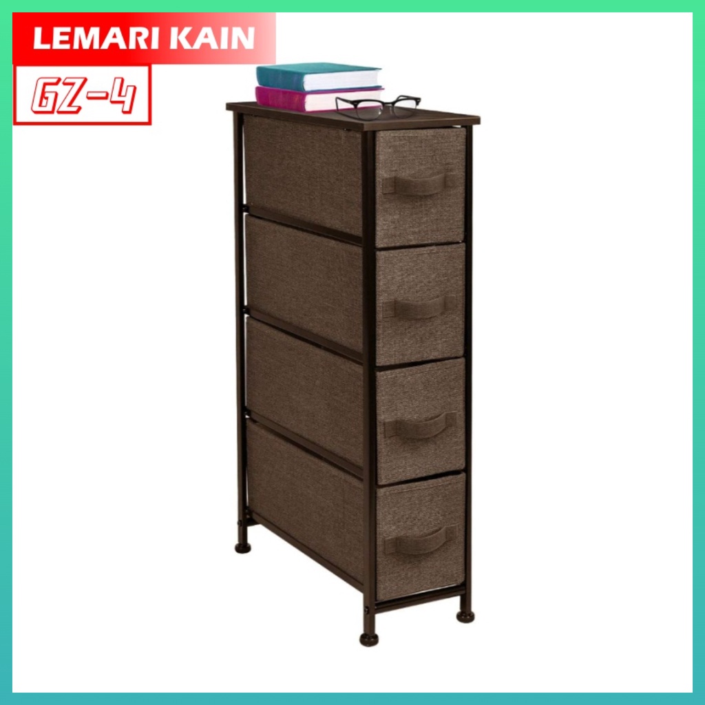 Lemari Selip 4 Laci  Minimalis Rak Lemari Penyimpanan Lemari Kain Linen Lemari Minimalis GZ-4 Worldhome66