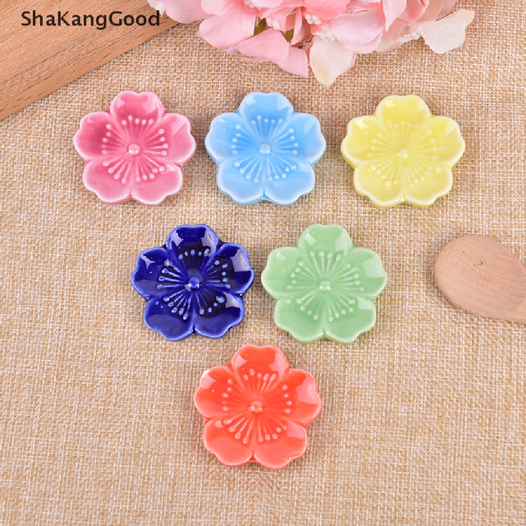 Rak Stand Holder Sumpit Bahan Keramik Desain Sakura Blossom Multicolor