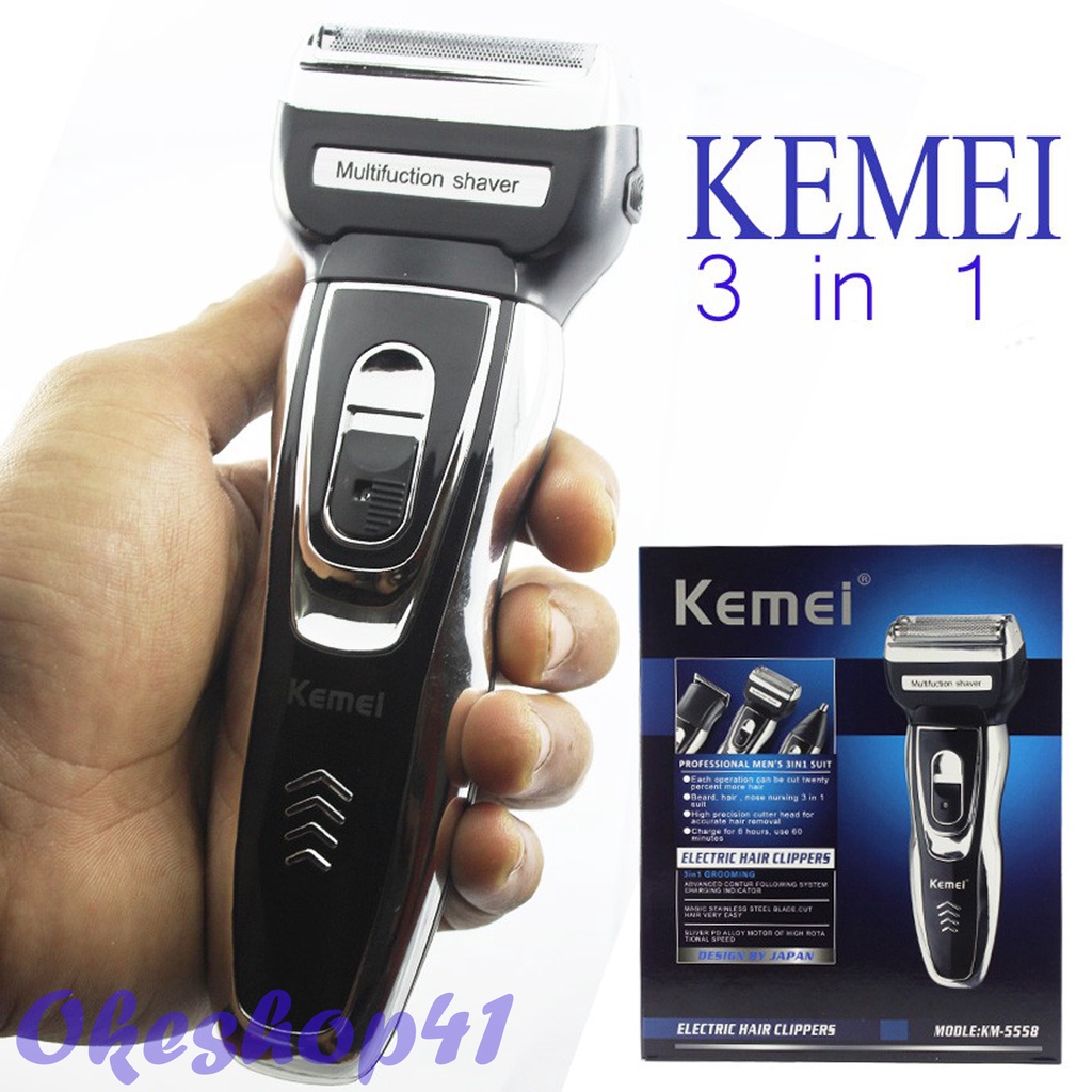 Shaver Kemei KM-5558 Clipper Grooming Alat Cukur Rambut Kumis Jenggot Cas