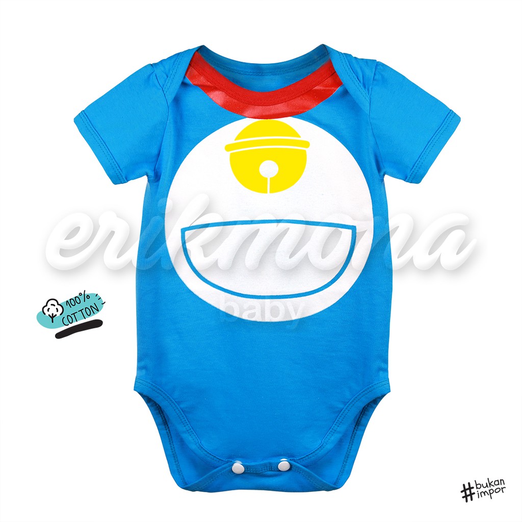 baju bayi jumper bayi doraemon boneka biru lucu murah