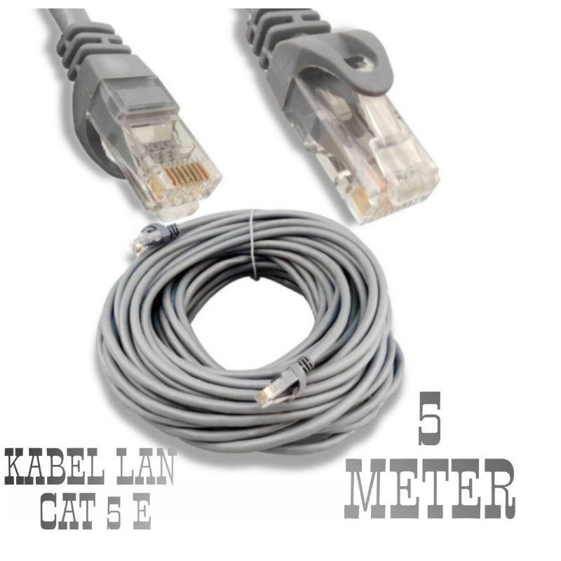 KABEL LAN  CAT 5E 5 METER RJ 45 SIAP PAKAI / KABEL DATA 5 METER