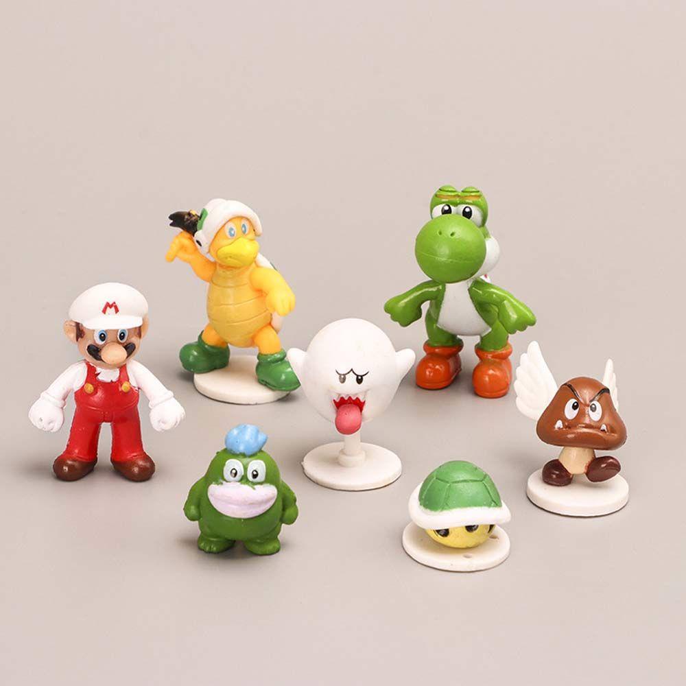 Lanfy Action Figurine Patung Lucu Model Koleksi Jamur Peach Mario Model Anime Bros Super Mario