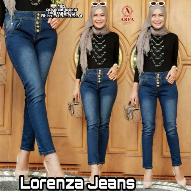 SIZE 31-34 LORENZA JEANS HIGH WAIST GRADASI BROWN KANCING 5