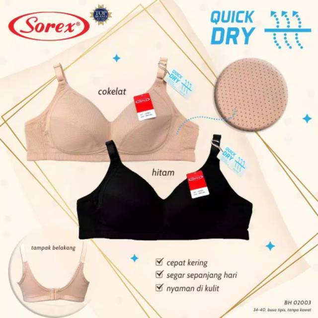 RC BRA/BH SOREX QUICK DRY 02002 BIG CUP TANPA KAWAT BUSA TIPIS