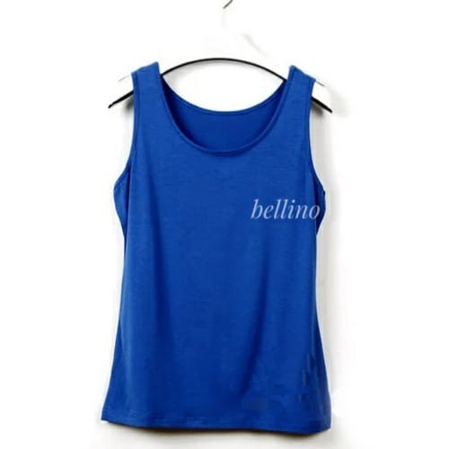 Bellino - Singlet Viorano Tali Lebar Wanita Jumbo XXL Tanktop Big Size Tangtop Adem Warna Polos-biru