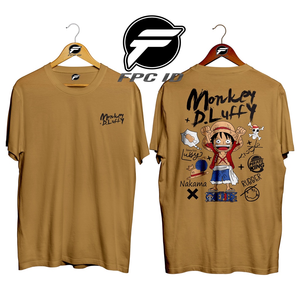 Kaos Anime One Piece Monkey D Luffy Cotton Combed 30s Premium-ALMOND